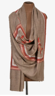 Natural colours — Natural Pashm Embroidered Cashmere Shawl — KashmirBox.com