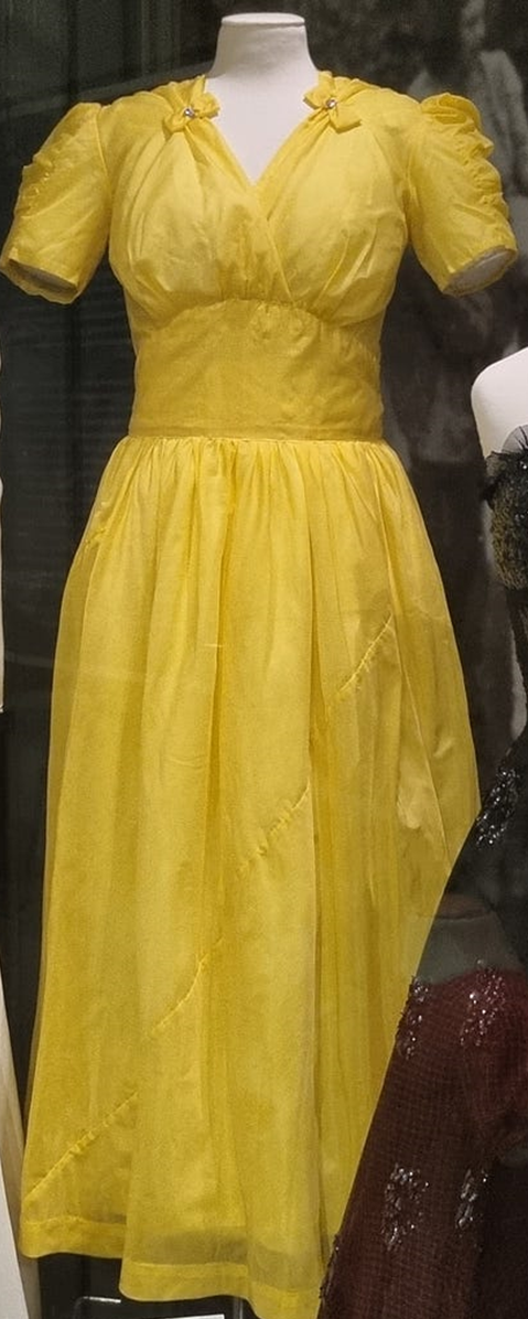 Evening dress made from yellow, dyed, parachute silk.